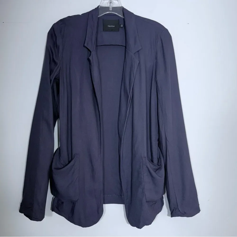 Aritzia Talula Kent Blazer Jacket 2 Open Front Lightweight Drapey Purple Casual - Picture 3 of 13